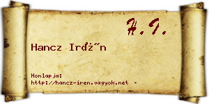Hancz Irén névjegykártya