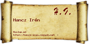 Hancz Irén névjegykártya